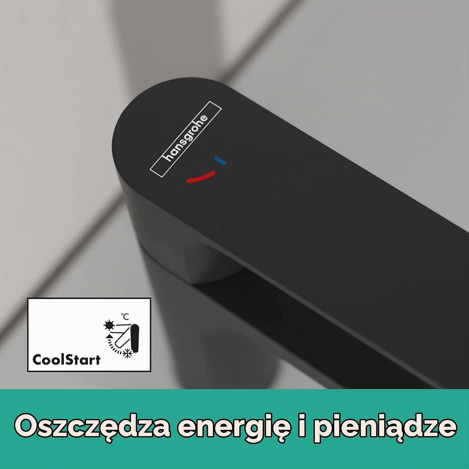 Detalle 2 de hansgrohe Rebris S 72586670 – bateria umywalkowa, czarny mat, CoolStart i EcoSmart+
