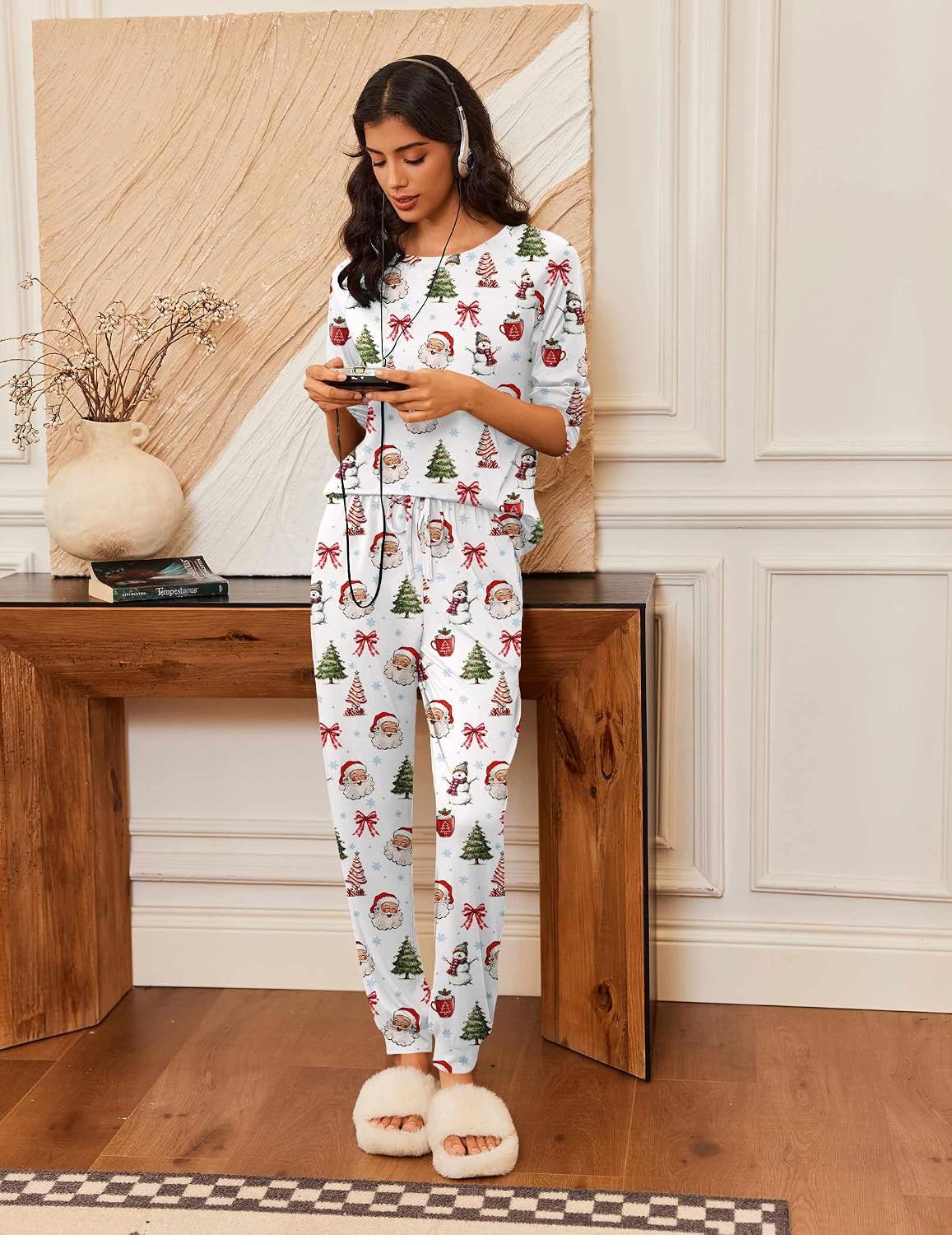 Detalle 2 de Ekouaer EKY008387 Women's Long-Sleeve Pajama Set with Jogger Pants and Pockets