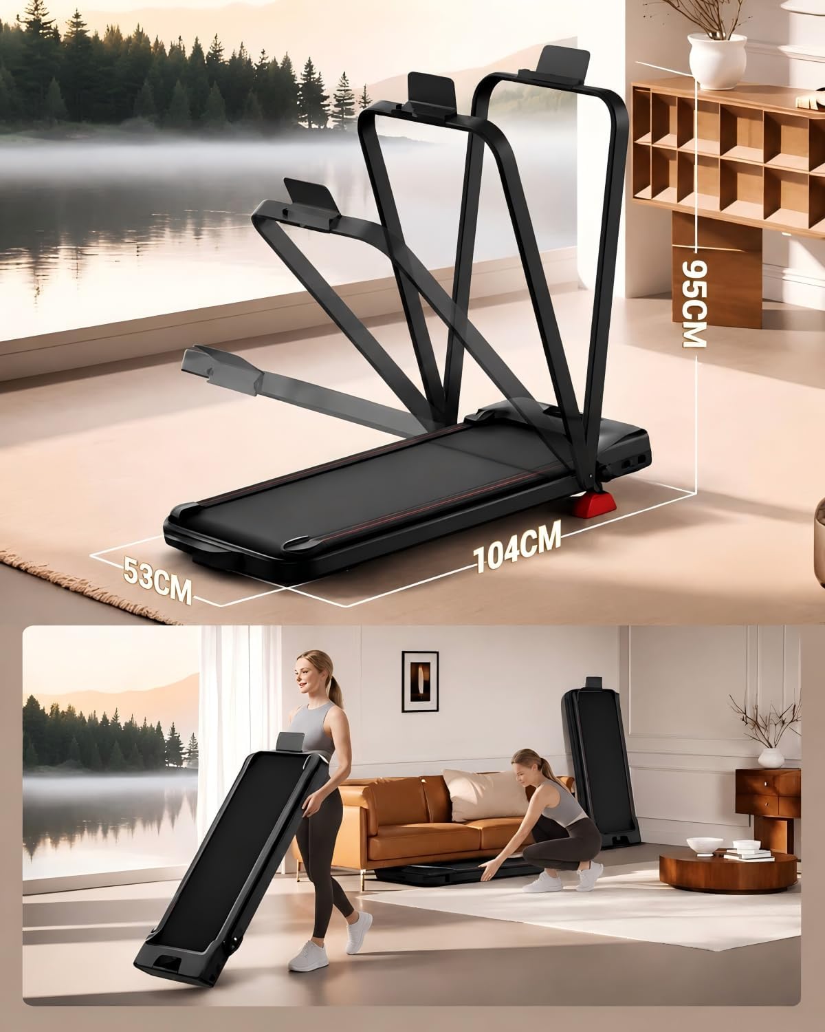 Detalle de LONTEK Folable Walking Pad with 15% Incline and 3.0HP Motor – Under Desk Treadmill for Home
