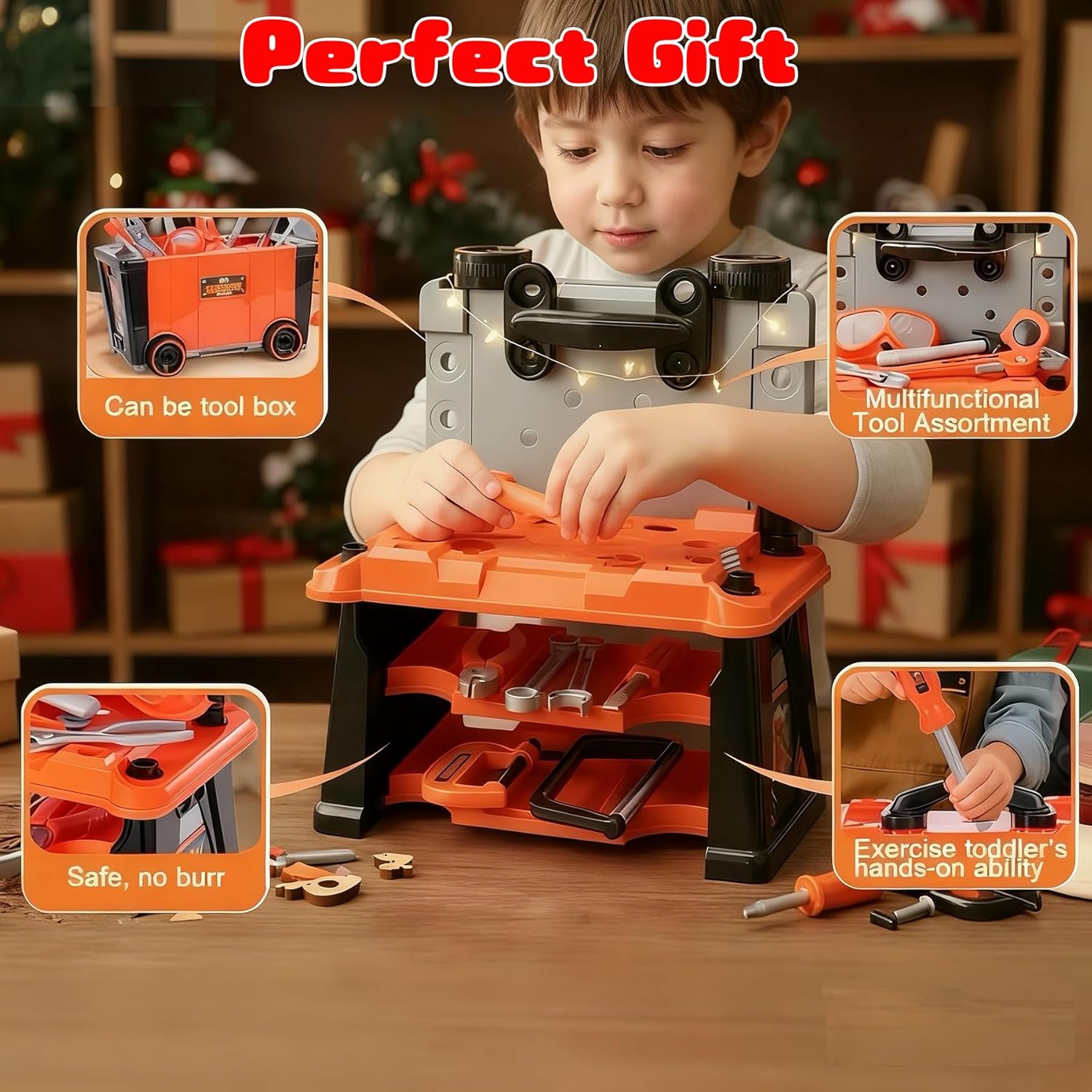 Thumbnail 6 de REXBETI Kids Tool Set with Box and Electronic Toy Drill (Pretend Play Workbench, Ages 3–8)