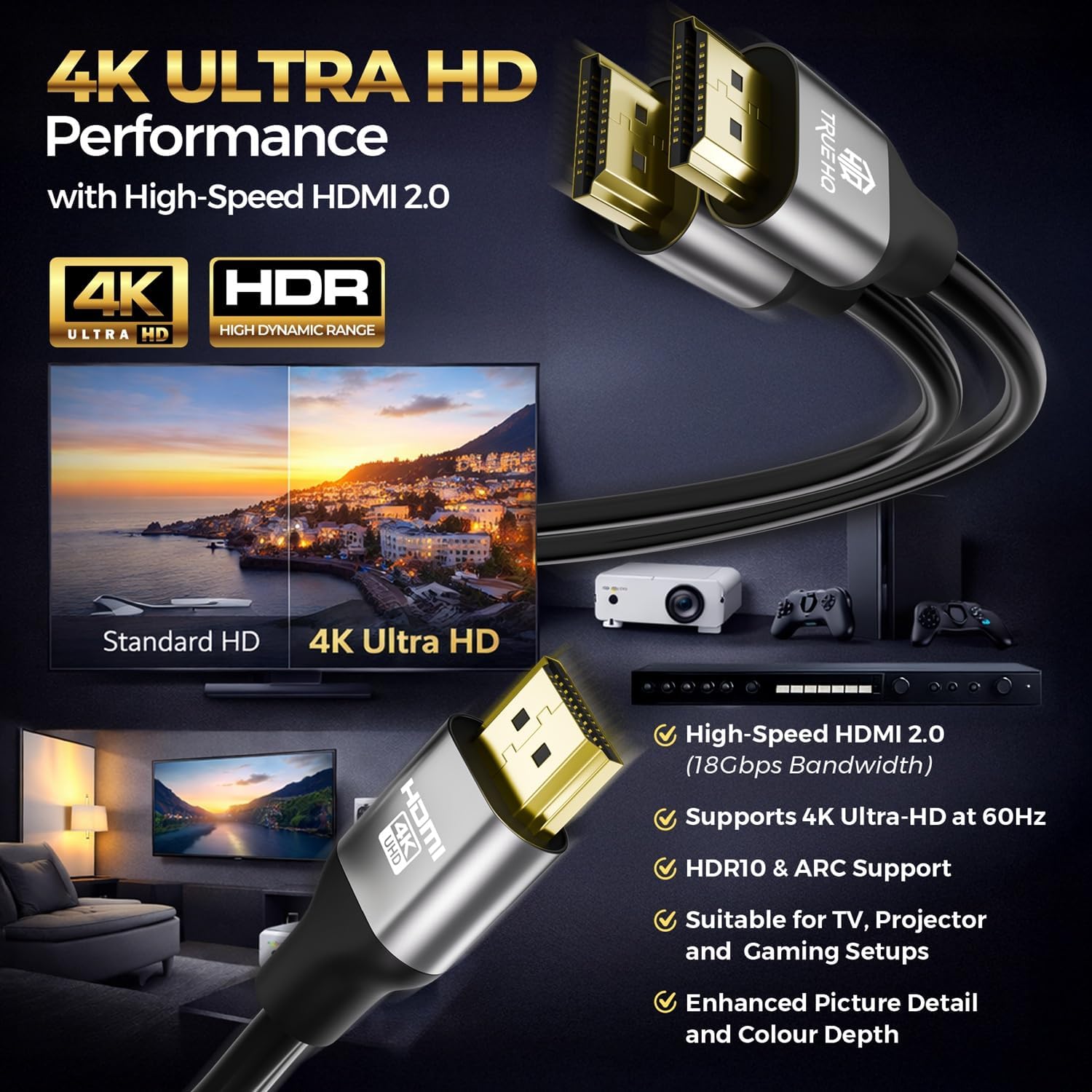 Detalle 2 de True HQ 4K HDMI Cable 5m