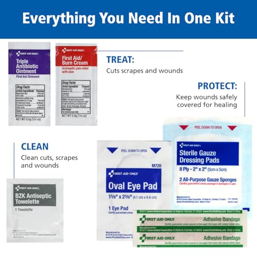 Detalle de First Aid Only 91248 OSHA-Compliant First Aid Kit — All-Purpose 50-Person Emergency Kit (260 Pieces)