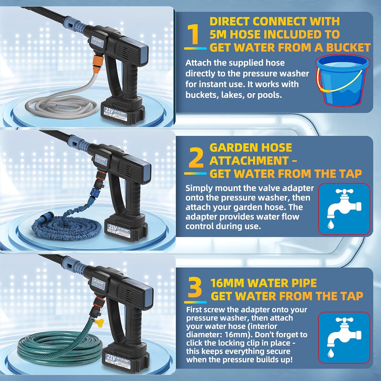 Thumbnail 5 de Cordless Pressure Washer 5m Hose 🧽