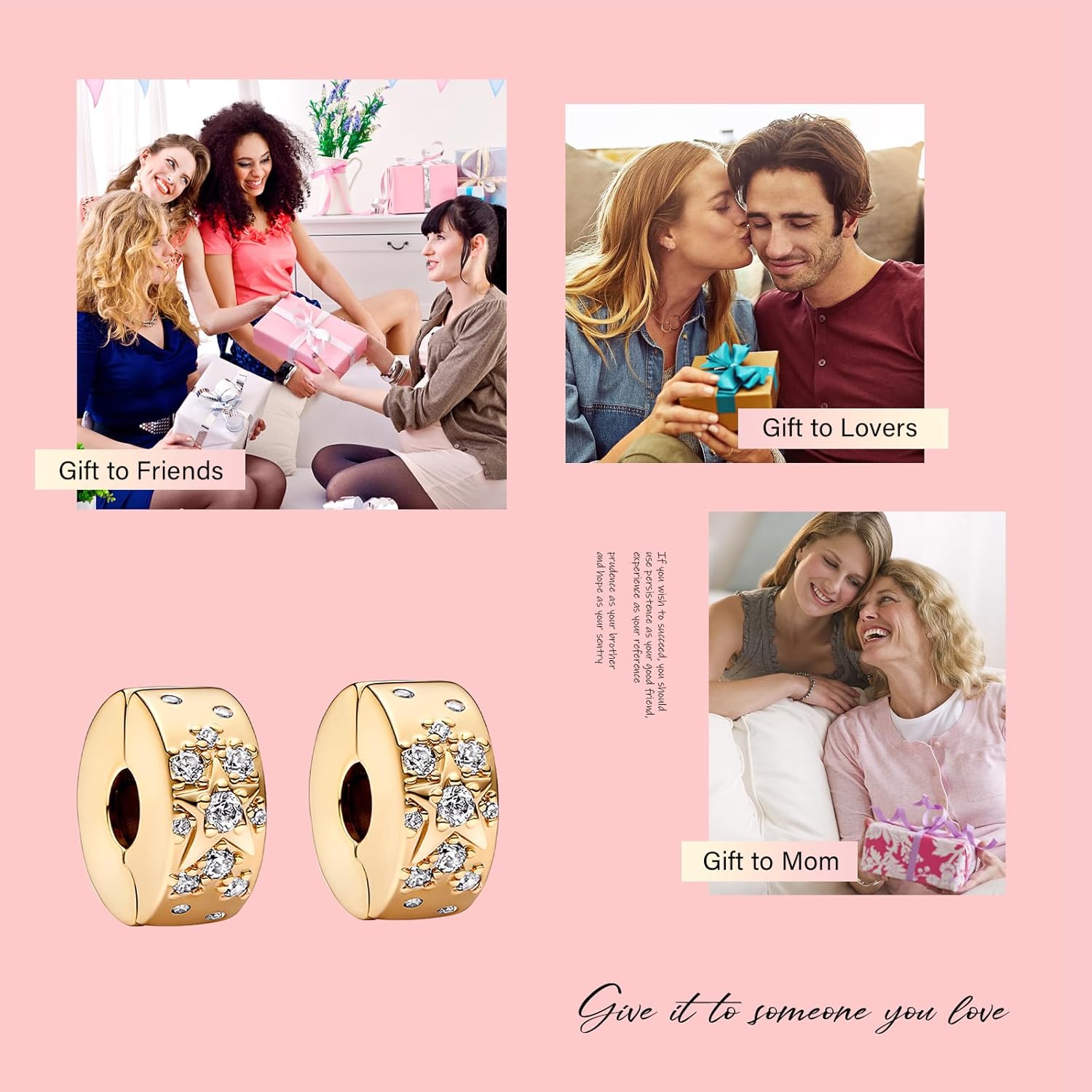 Thumbnail 5 de Amuefer Clip Spacer Charms – 2 Stück aus 925 Sterling Silber, Cubic Zirkonia, Shell Pink Pavé