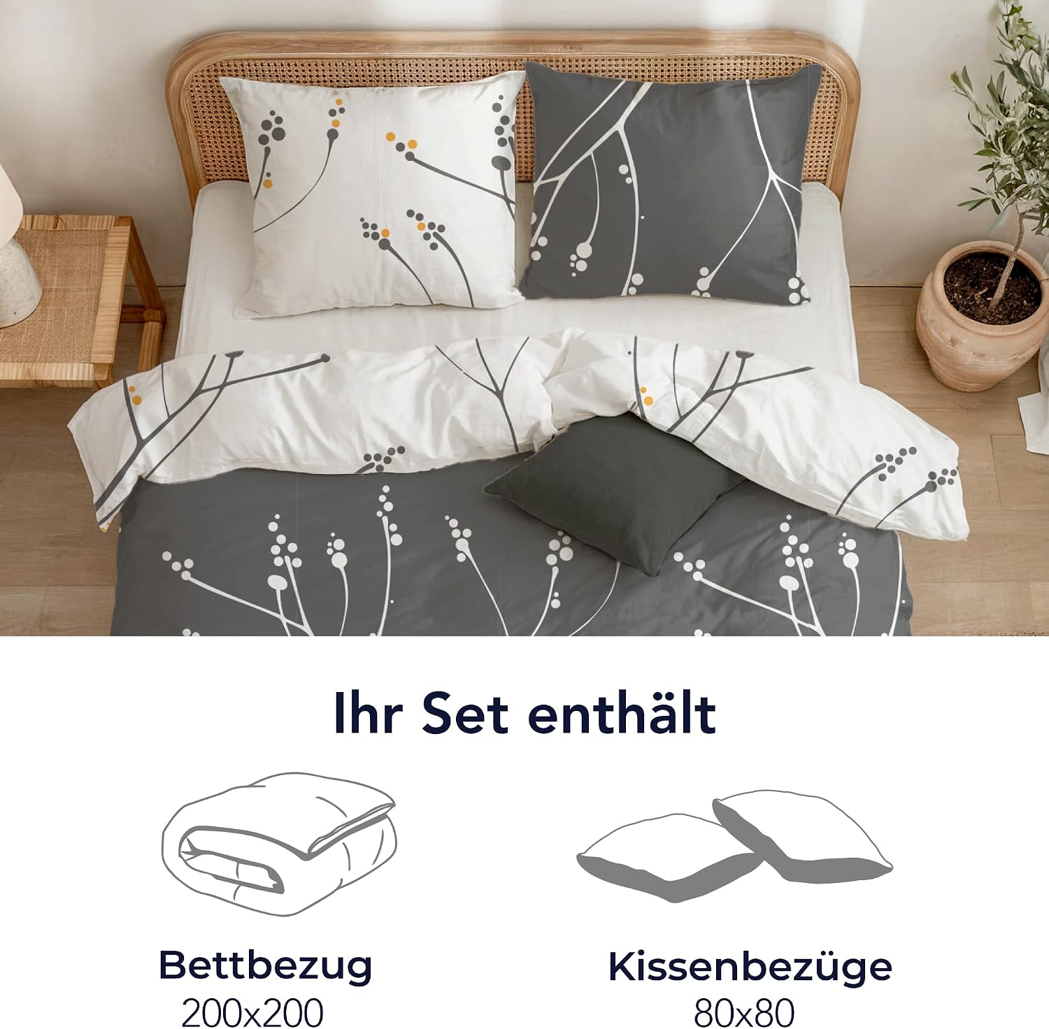 Thumbnail 4 de Dreamzie Bettwäsche 200x200 Baumwolle 3-teilig