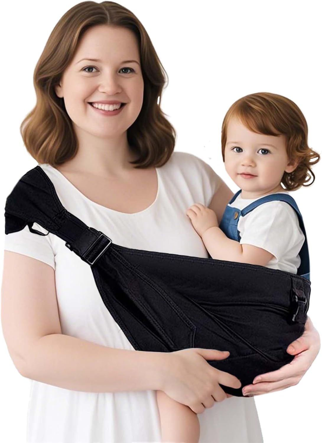 Porte-Bébé Sling Grande Taille - JOYNCLEON, Design Adjustable Étendu – Certifié ASTM (PLUS-Noir)