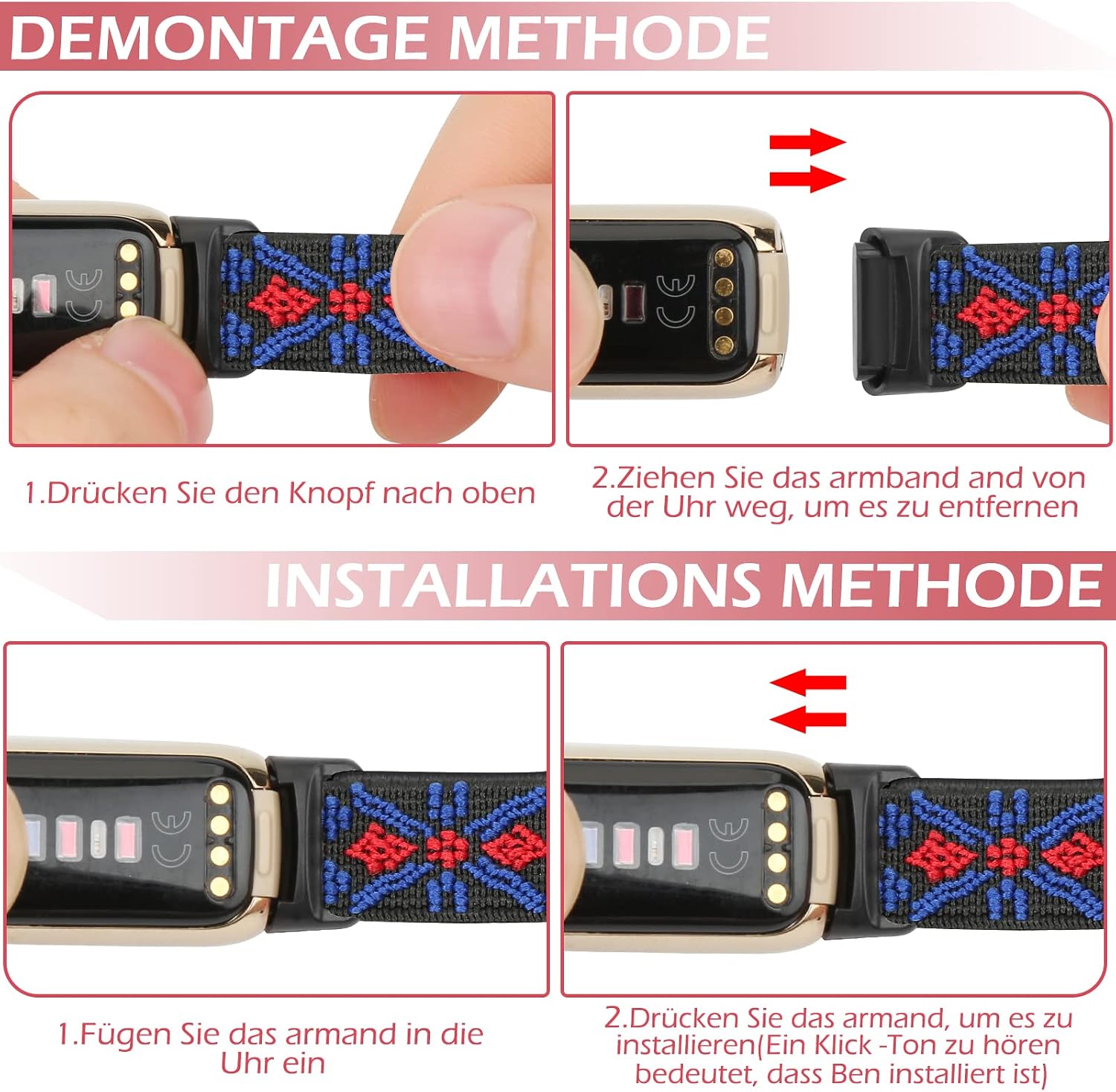 Detalle 2 de YCHDDER Elastisches Nylonarmband für Fitbit Luxe – Solo Loop, verstellbar, atmungsaktiv