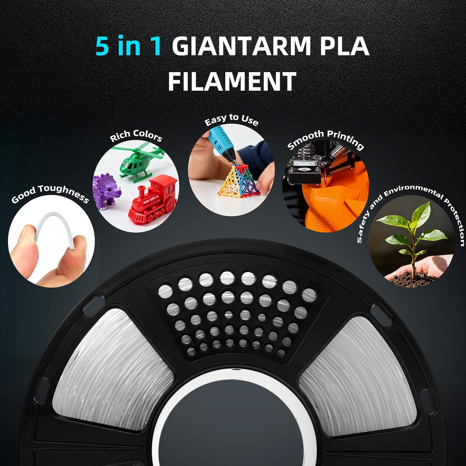 Detalle 1 de GIANTARM PLA-filament 1,75 mm, zwart, spoel van 1 kg