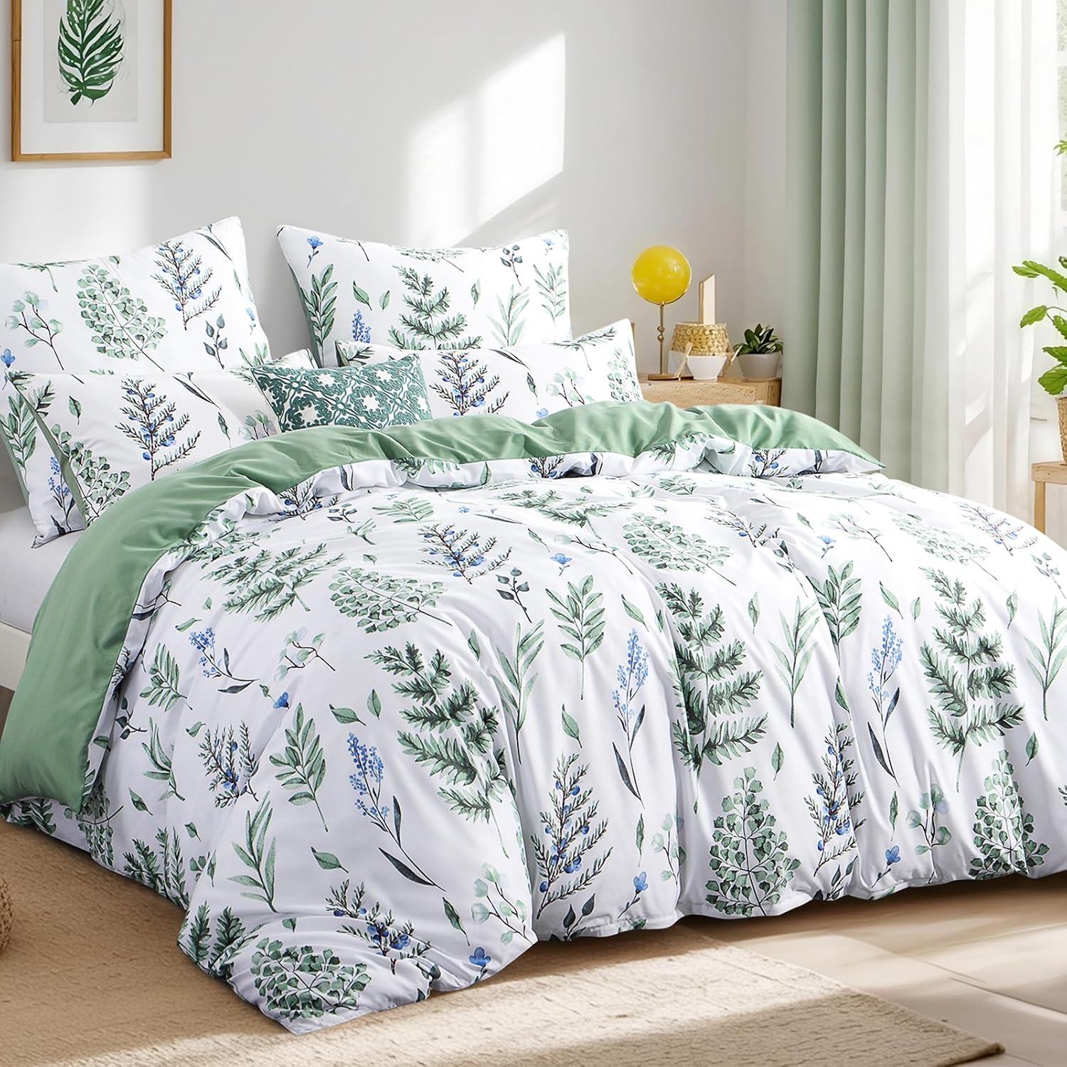 Thumbnail 6 de Tifschlaf King Size Duvet Cover Set with Pillowcases – Floral Sage Green, 220x230 cm