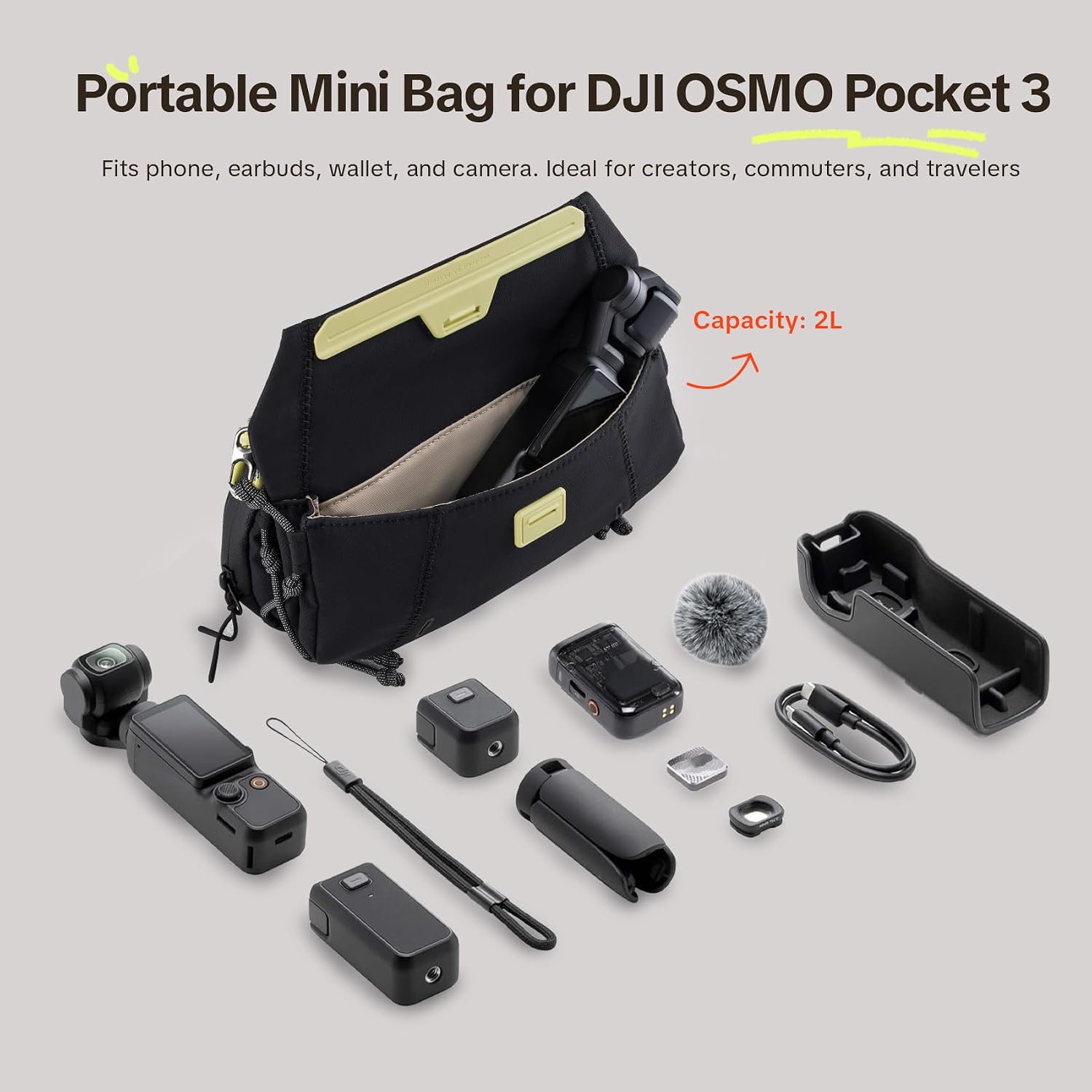 Thumbnail 2 de PGYTECH OneGo Pocket Sling Bag for DJI Osmo Pocket 3 & Action Cameras – Lightweight Crossbody Carry