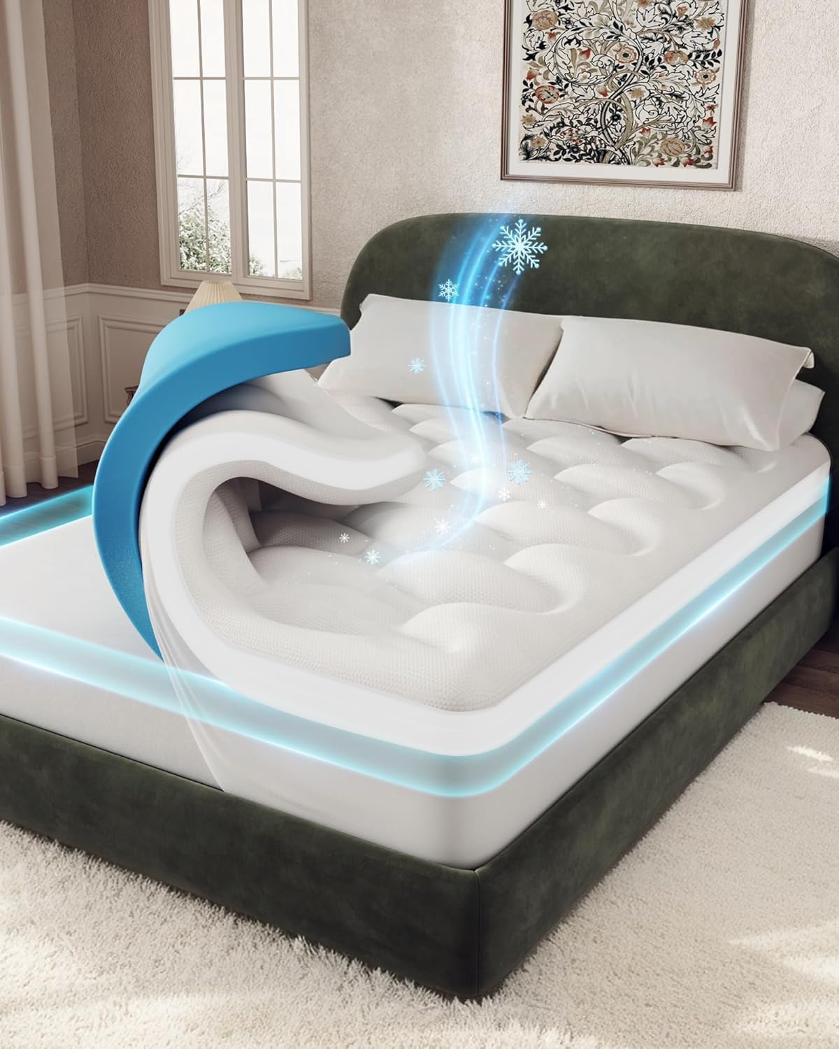 Detalle de OhGeni Cooling 4-Inch Mattress Topper