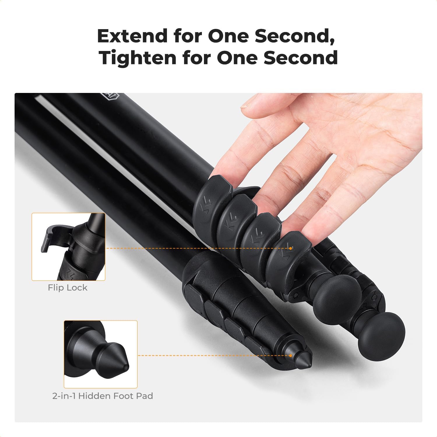 Detalle 2 de K&F CONCEPT 64" Compact Travel Tripod 10KG