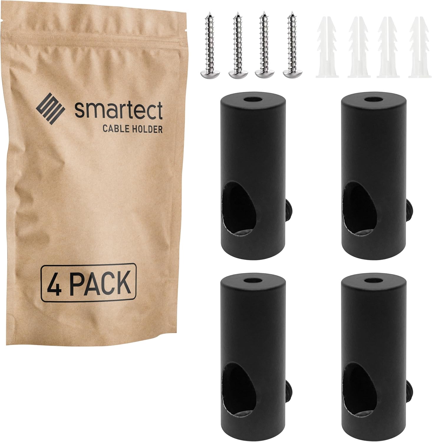 Thumbnail 5 de smartect Aluminium Wand- und Deckenpins für Textilkabel (4 Stück, Weiß) – Aufputz-Kabelhalter zum Schrauben