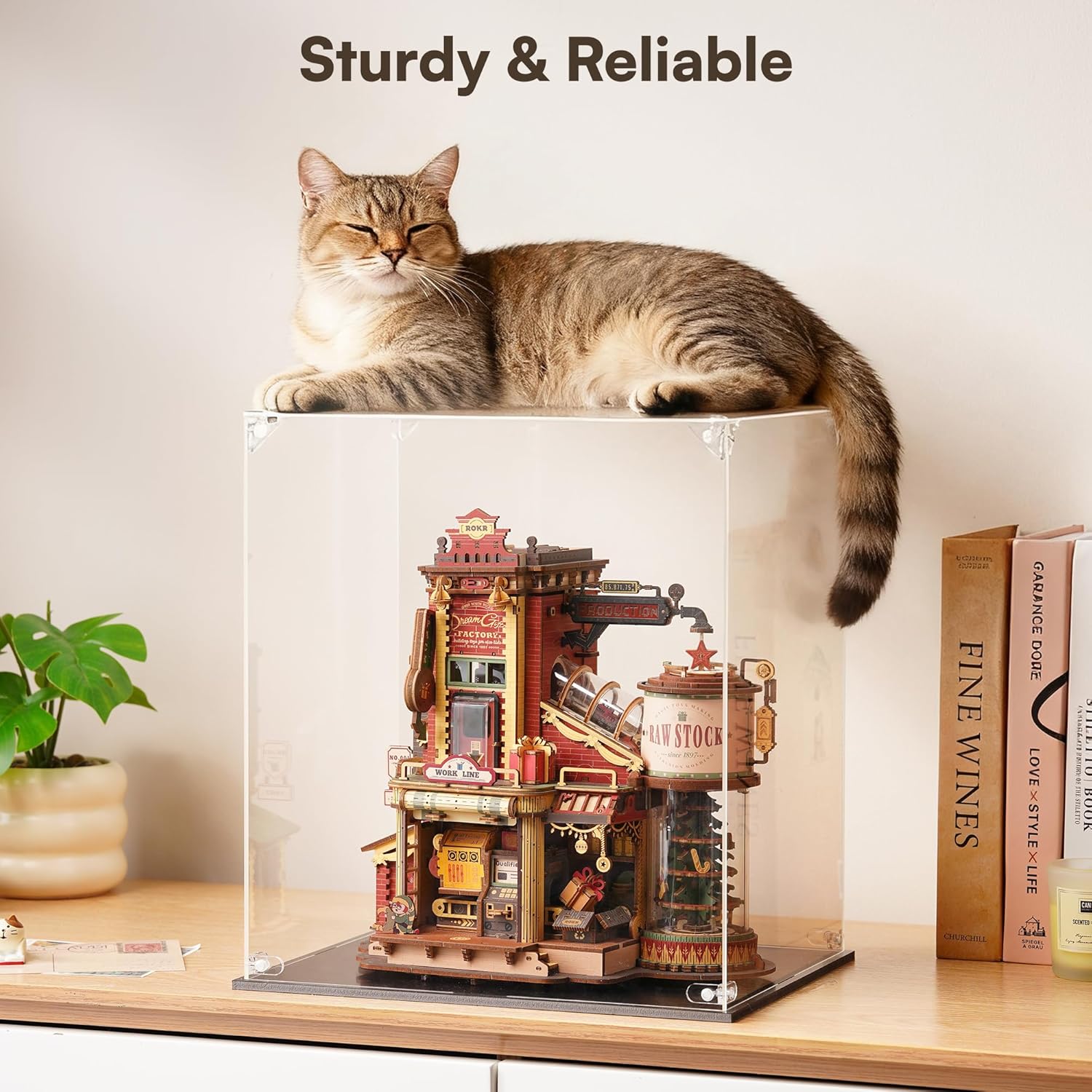 Thumbnail 2 de ROKR Acrylic Display Case 28.6x22.9x31.3cm: Universal, Dust-Proof Showcase for Model Sets, 3D Puzzles and Figures