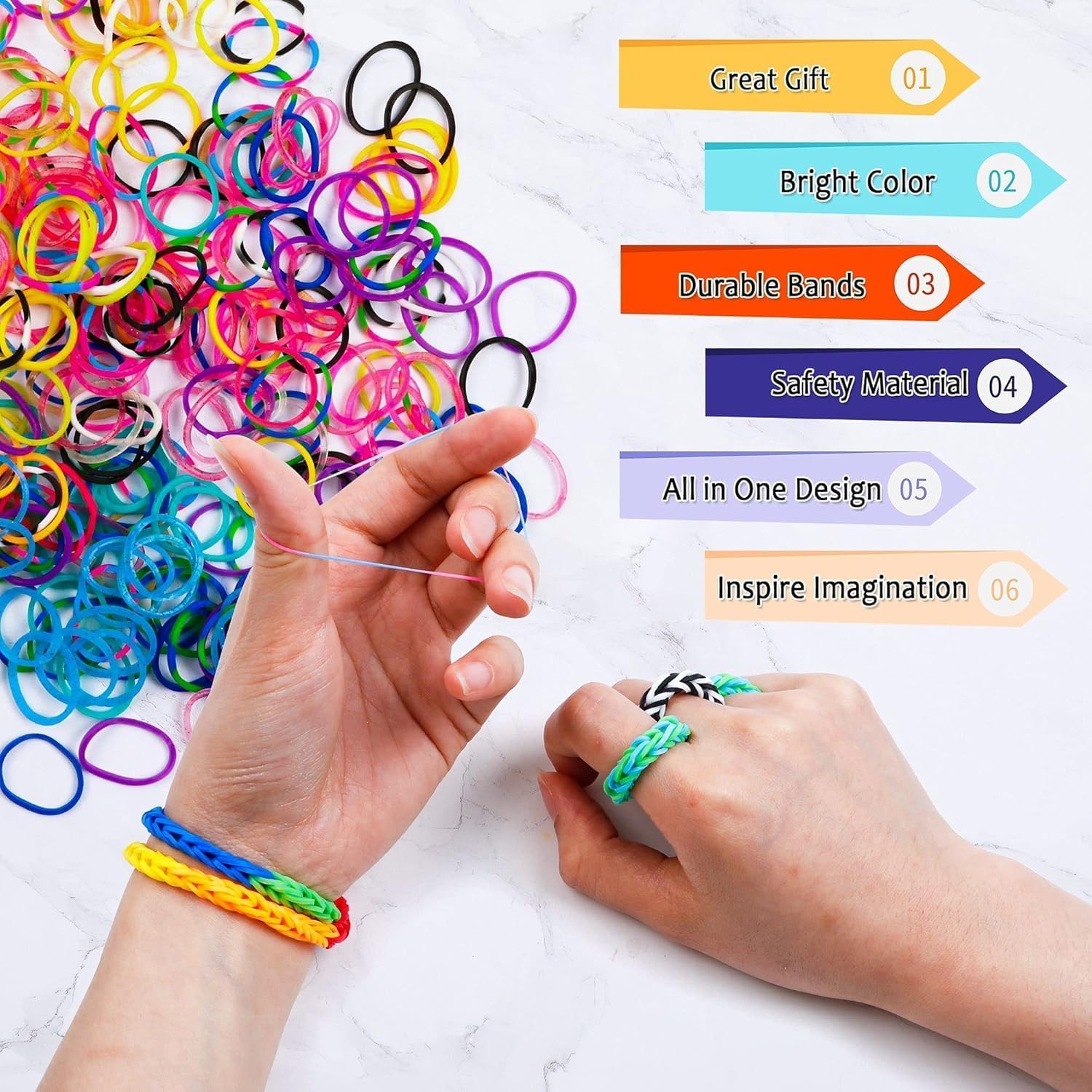 Detalle de DasKid 17,000+ Loom Bands Kit (40 colours) with beads, S-clips, charms and storage box