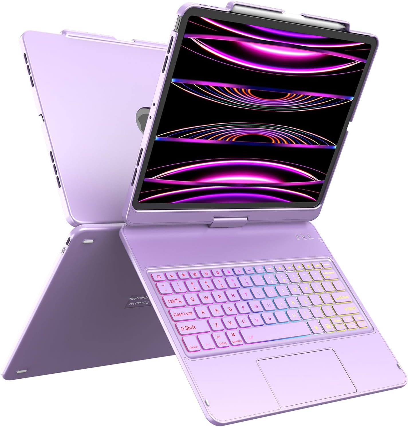 Detalle de Keyboard Case for iPad Air 13-inch with Multi-Touch Trackpad (M4/M3/M2) and Pencil Holder — 360° Protection (Purple)