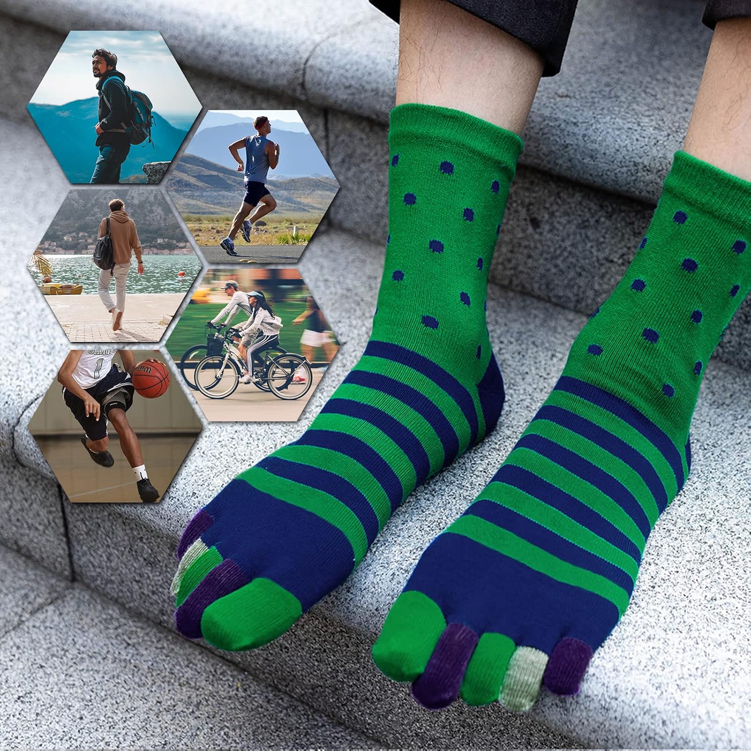 Thumbnail 2 de PUTUO Calcetines dedos hombres running 5 pares