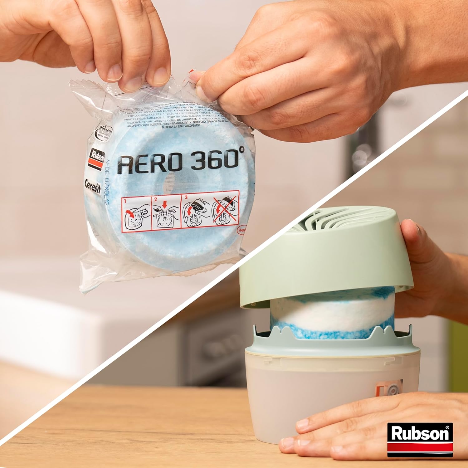 Thumbnail 5 de Rubson Absorbeur d'Humidité Aero 360° Couleur Amande – 1 appareil + recharge 450 g