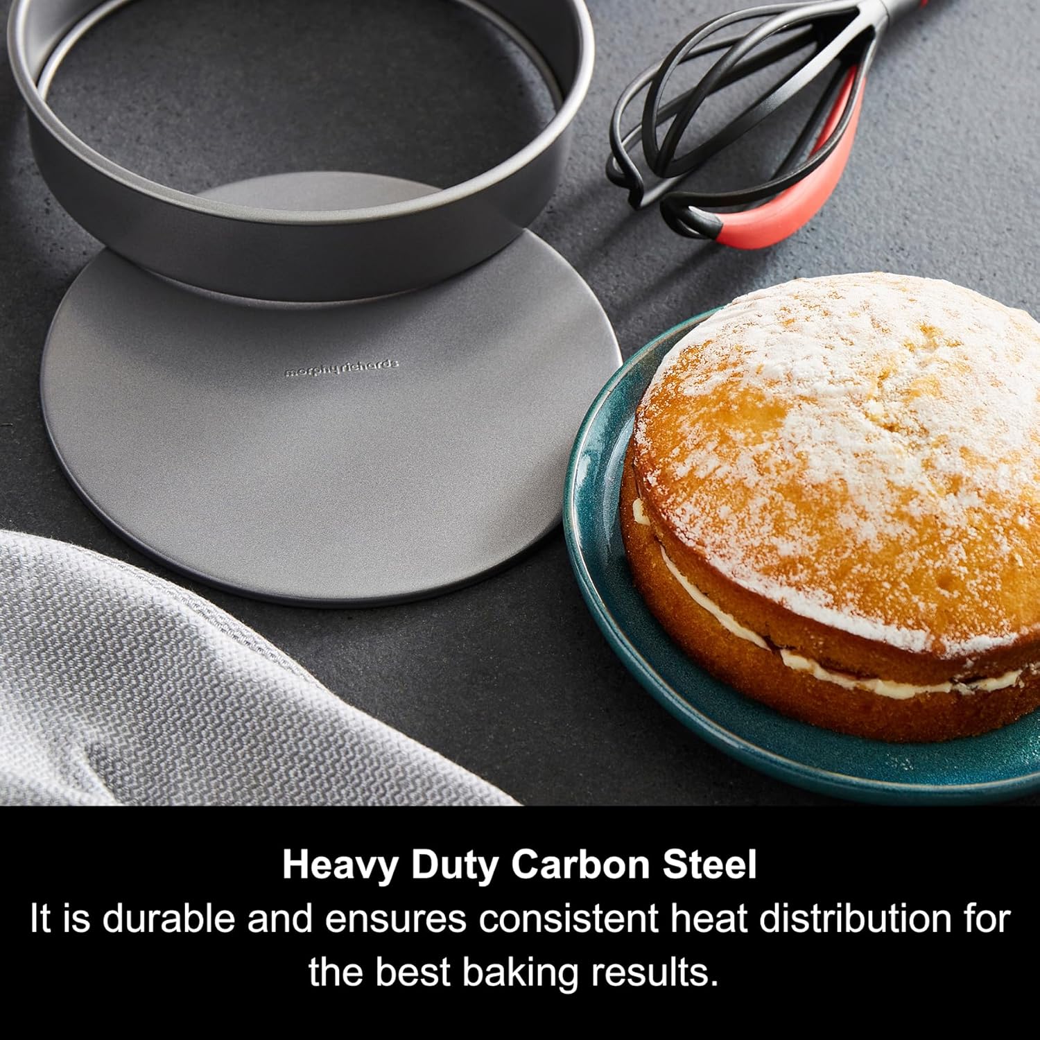 Thumbnail 1 de Morphy Richards 8" Loose Base Shallow Cake Tin Set (Non-Stick Carbon Steel) – 849007