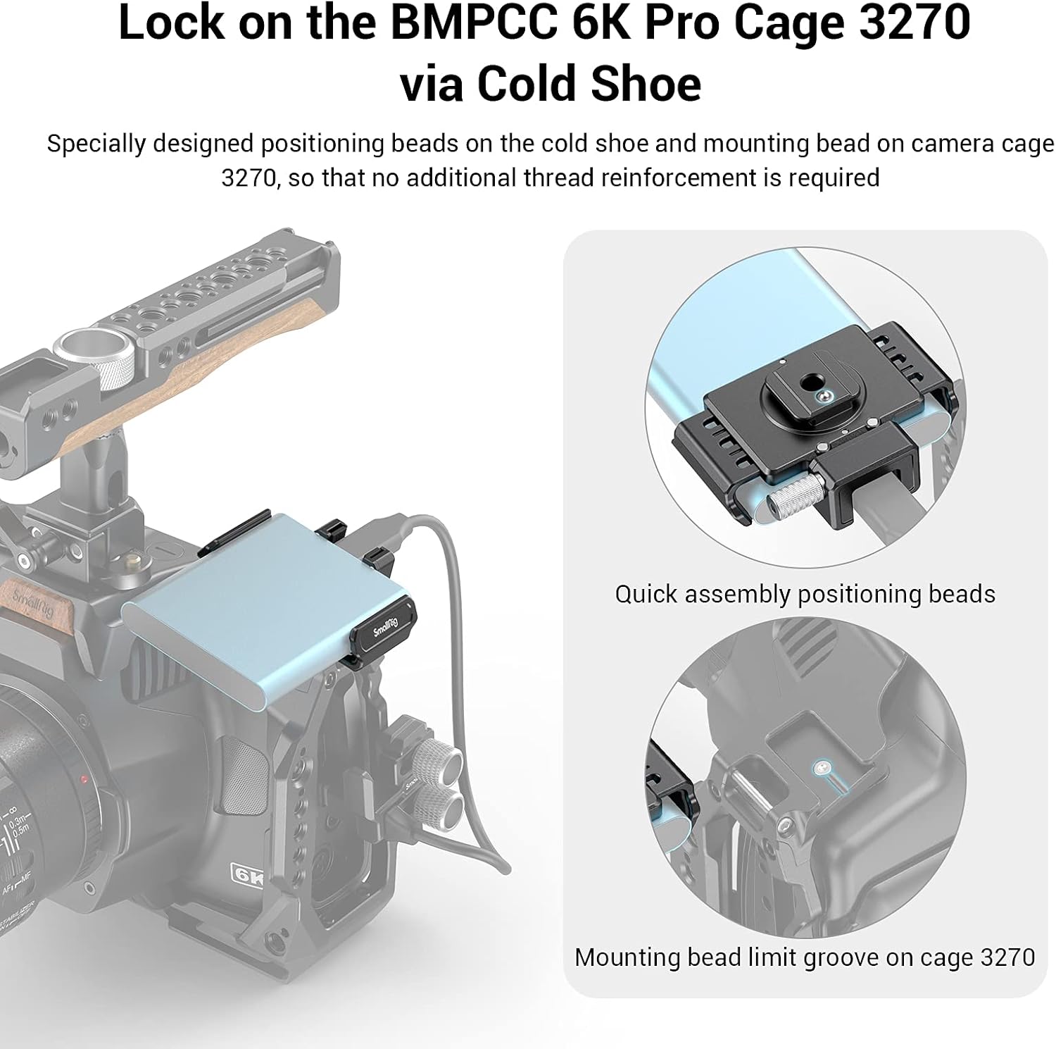 Thumbnail 1 de SMALLRIG support de montage SSD pour T5/T7 – compatible BMPCC 6K Pro Cage (3272)