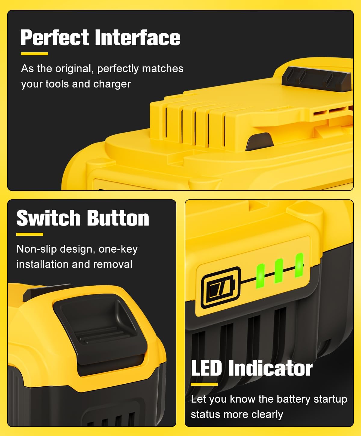 Detalle 2 de 2 x 18V 5500mAh Li-Ion Battery Replacement for Dewalt 18V Tools with LED Indicator