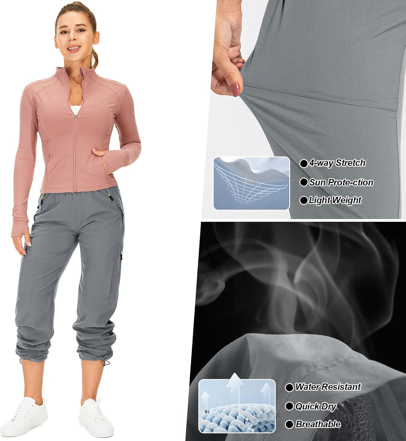 Thumbnail 4 de Mosingle women’s walking cargo trousers – lightweight quick-dry hiking pants with UPF 50 and zip pockets