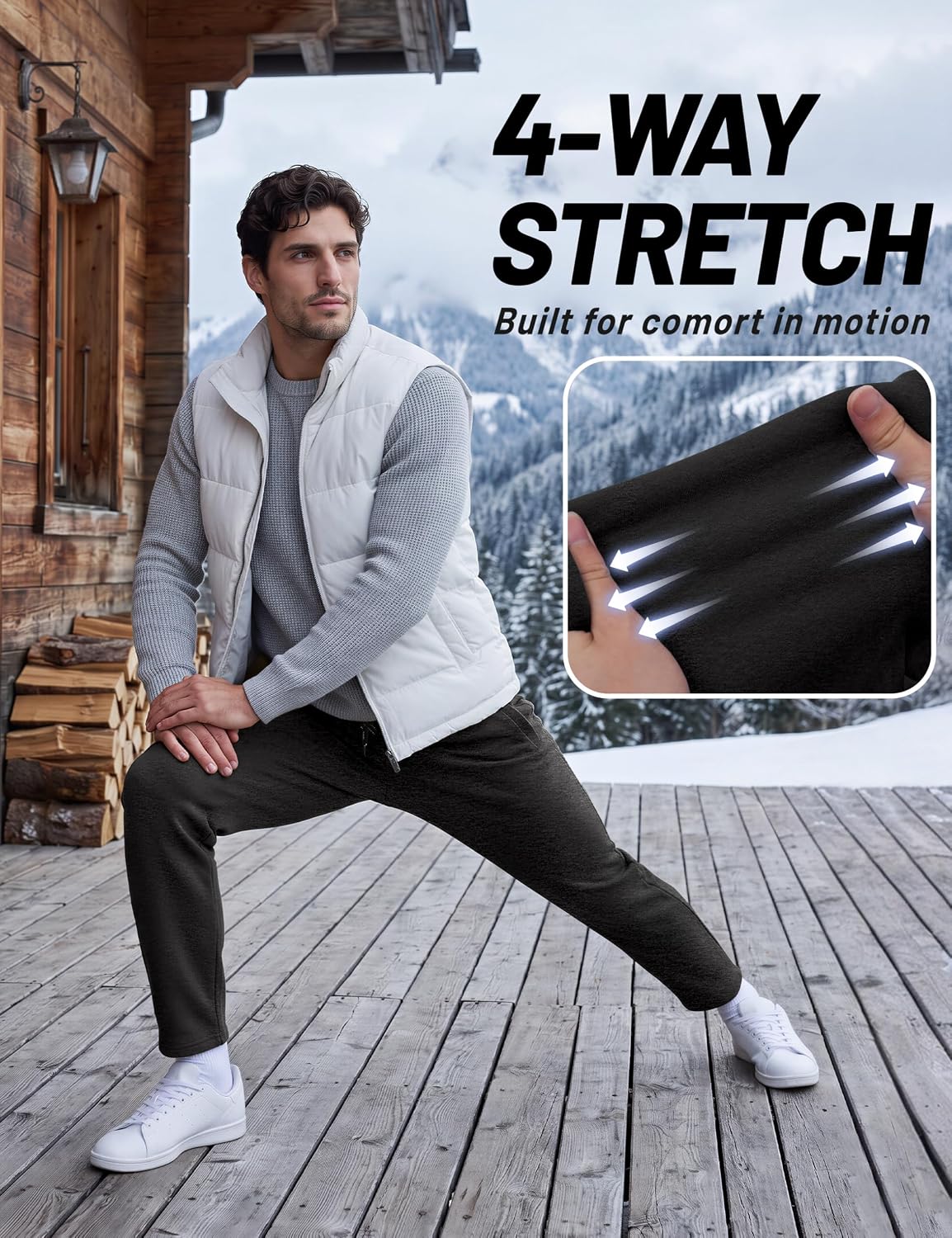 Thumbnail 5 de TACVASEN Men's Sherpa-Lined Fleece Sweatpants, Drawstring Waist, Open Bottom