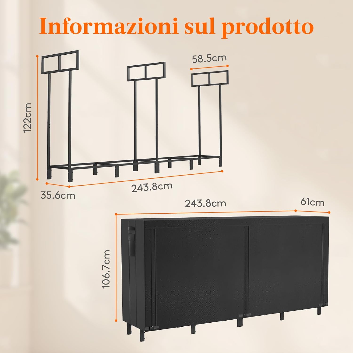 Detalle de Lifewit Portalegna da Interno/Esterno 243,8×58,5×122 cm con Copertura Impermeabile
