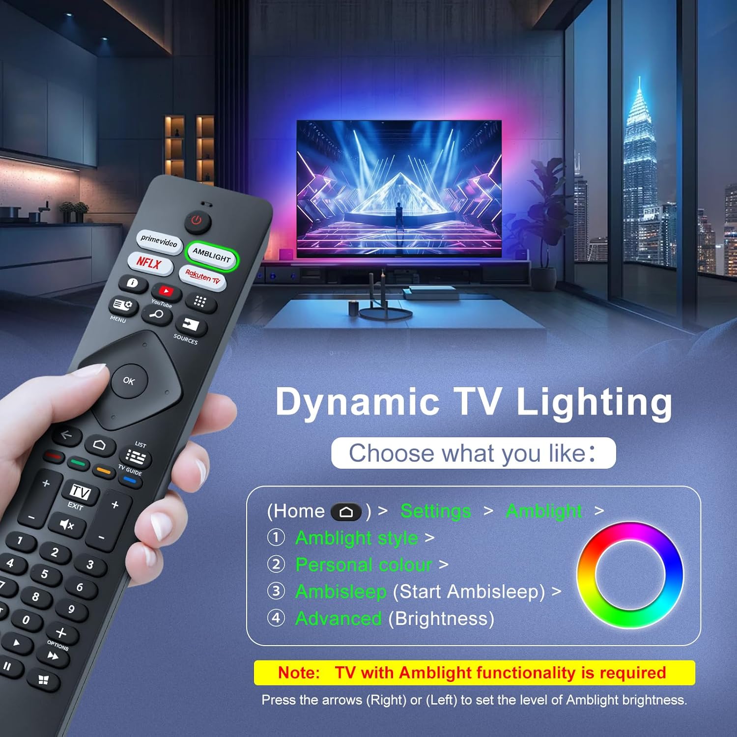 Thumbnail 4 de Télécommande universelle Ambilight pour TV Philips (Smart TV 4K OLED/LED/FHD) – Plug-and-Play
