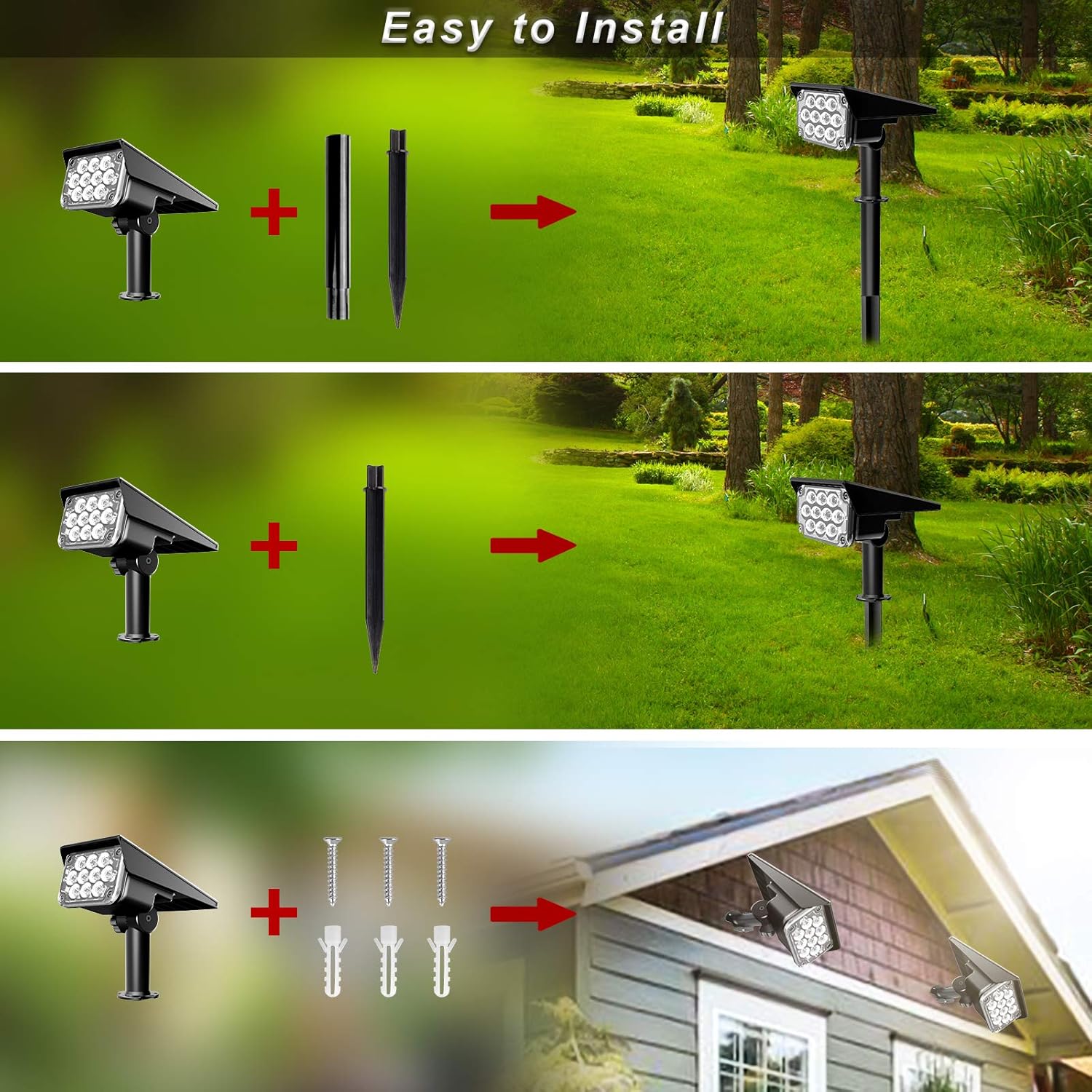 Detalle 2 de NATPOW solar spotlights 2000mAh