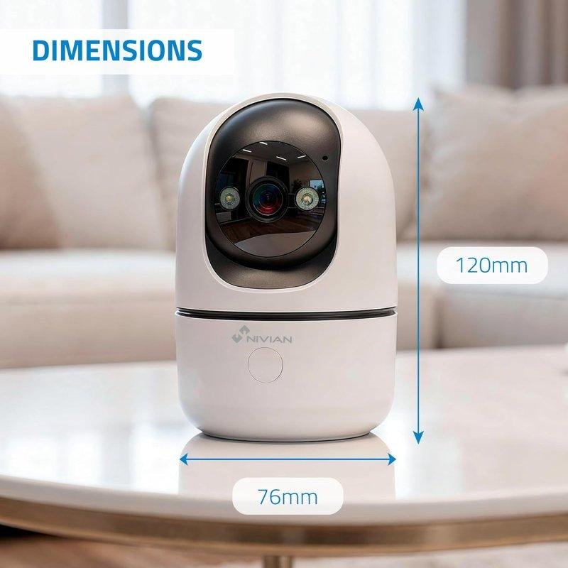Detalle de Cámara IP Nivian 4G 2K Interior con Visión Nocturna, IA y Audio Bidireccional