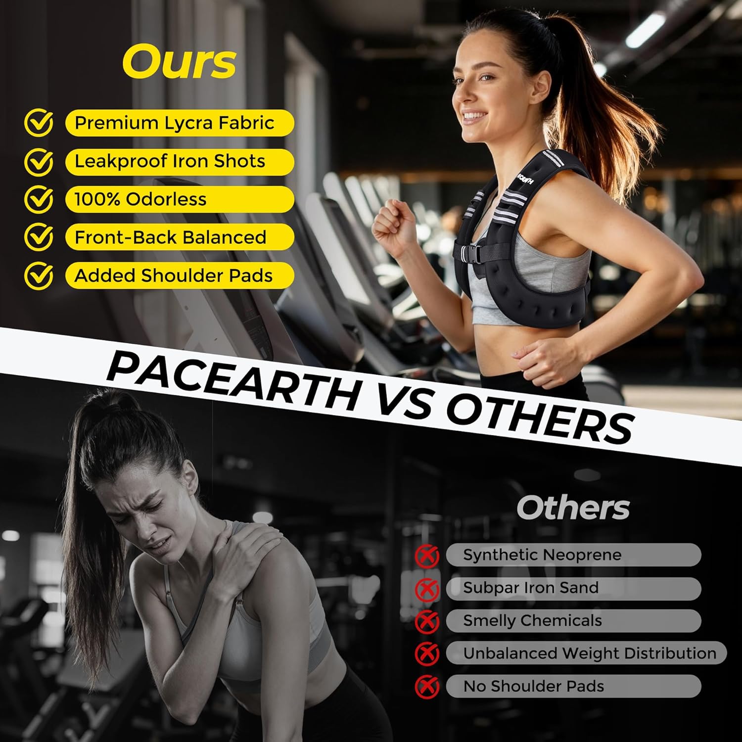 Thumbnail 5 de PACEARTH Weighted Vest (6–30 lb) with Reflective Stripe, Odor-Free Lycra & Phone Pouch