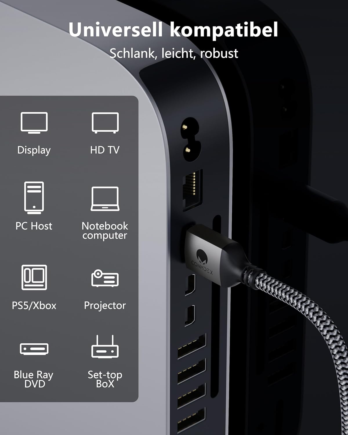 Detalle 2 de CONMDEX HDMI 2.2 2 m Kabel, 16K