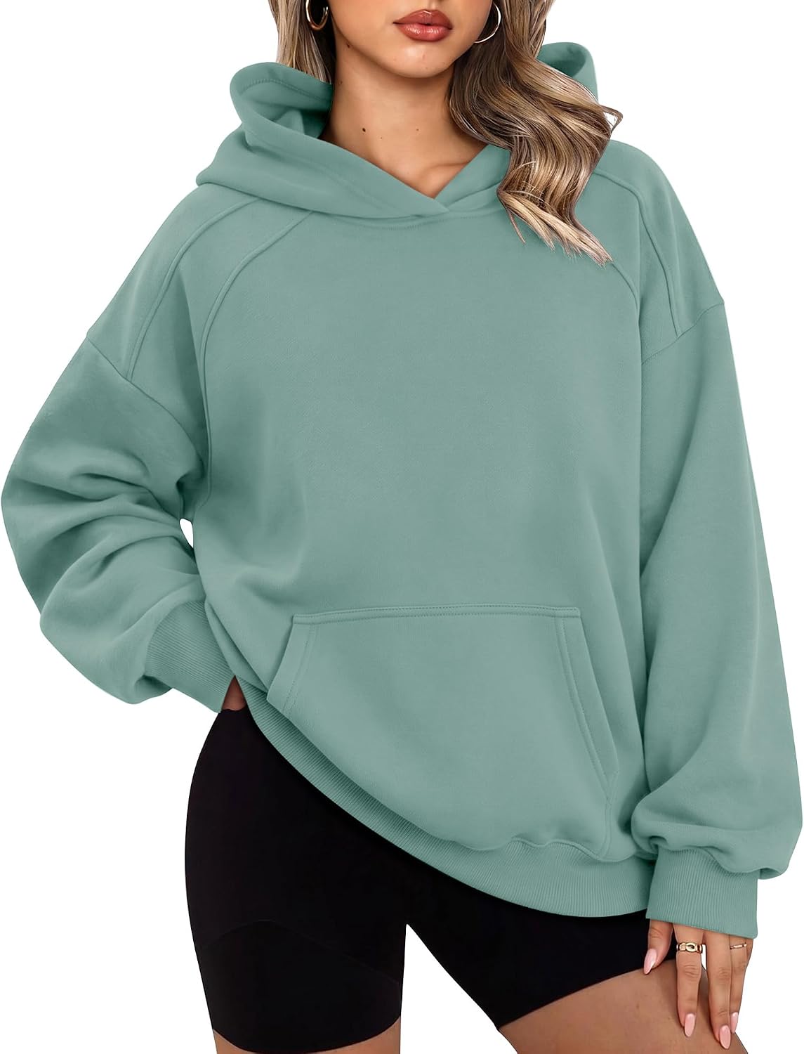 Detalle de onlypuff Women's Oversized Hoodie, Polyester-Cotton Fleece