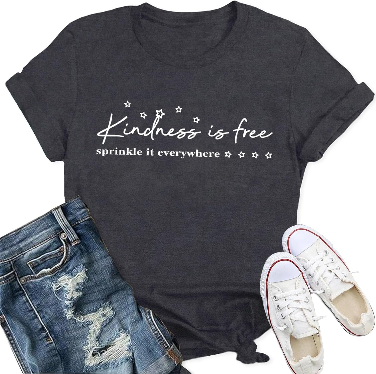 Detalle de Qskall Be Kind T Shirt – Kindness is Free Inspirational Tee