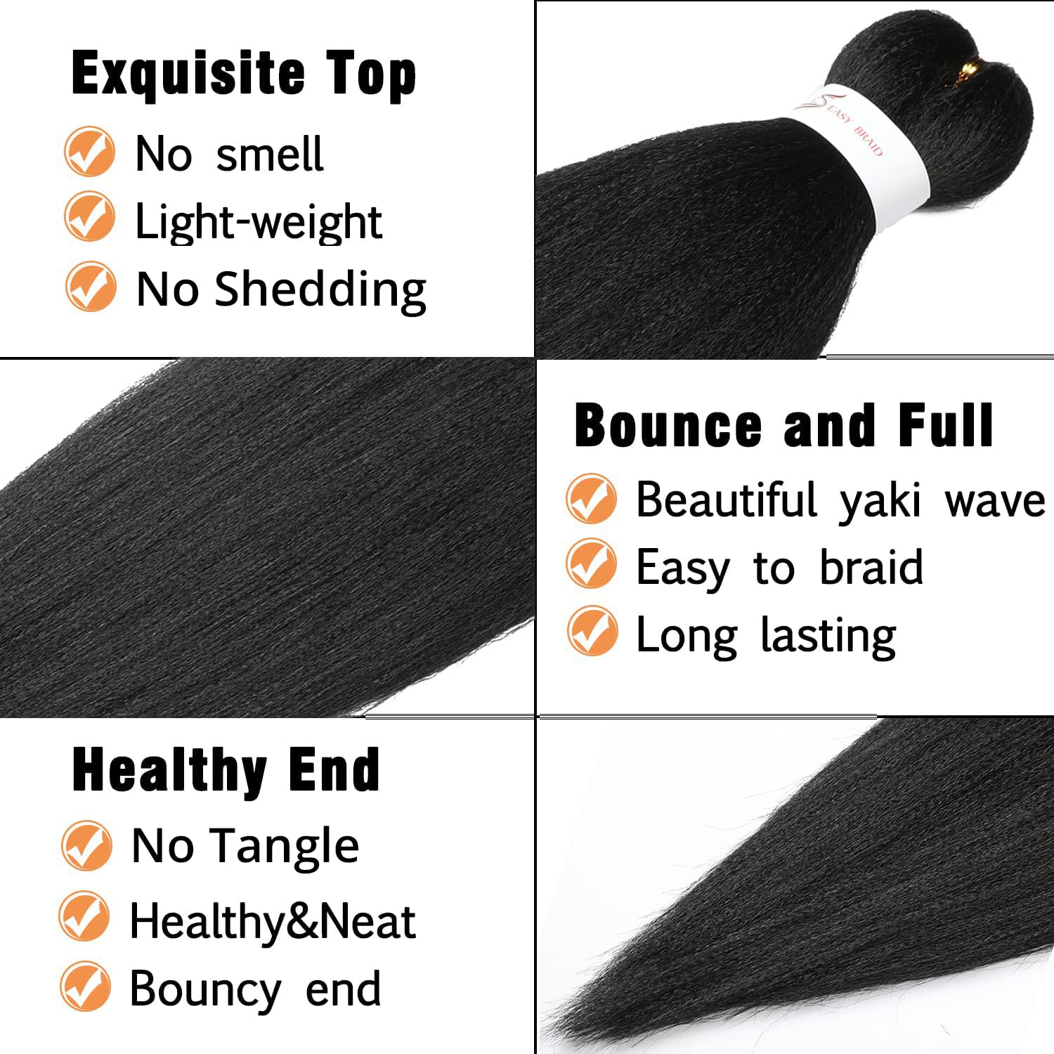 Detalle 1 de Ubeleco 20-Inch Pre-Stretched Braiding Hair, 8-Pack, #2 Yaki Synthetic Fiber