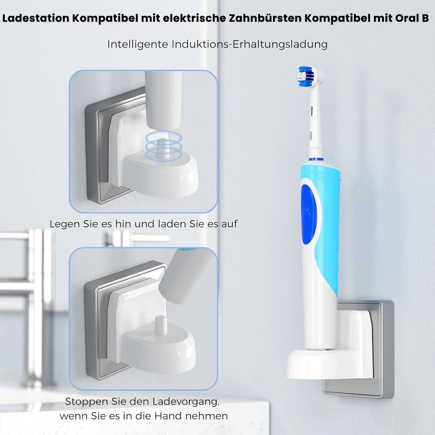 Thumbnail 1 de Ladestation Ladegerät für Braun Oral-B Zahnbürsten – Wandladegerät mit IP67 Schutz, kompatibel mit Pro/Vitality/Genius/Smart/iO 3–6