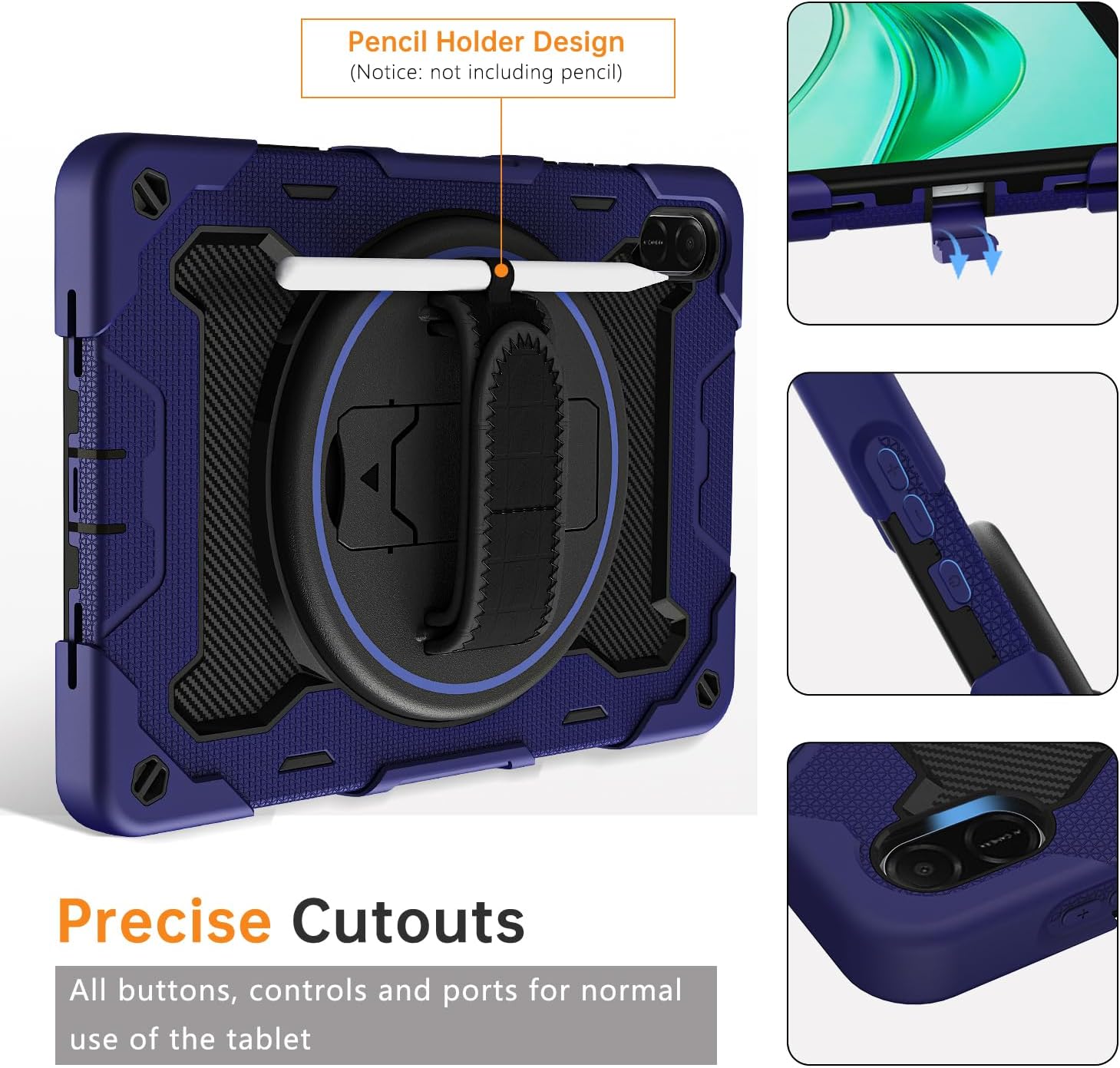 Thumbnail 6 de ROSROME for Honor Pad X8a 11 inch (2024) Case with HD screen protector – Navy Blue