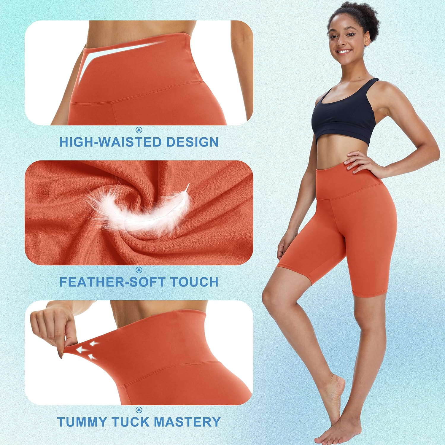 Detalle de TNNZEET Biker Shorts Women - High-Waisted 8/5/3 inch Ultra-Soft Fitted Workout Shorts
