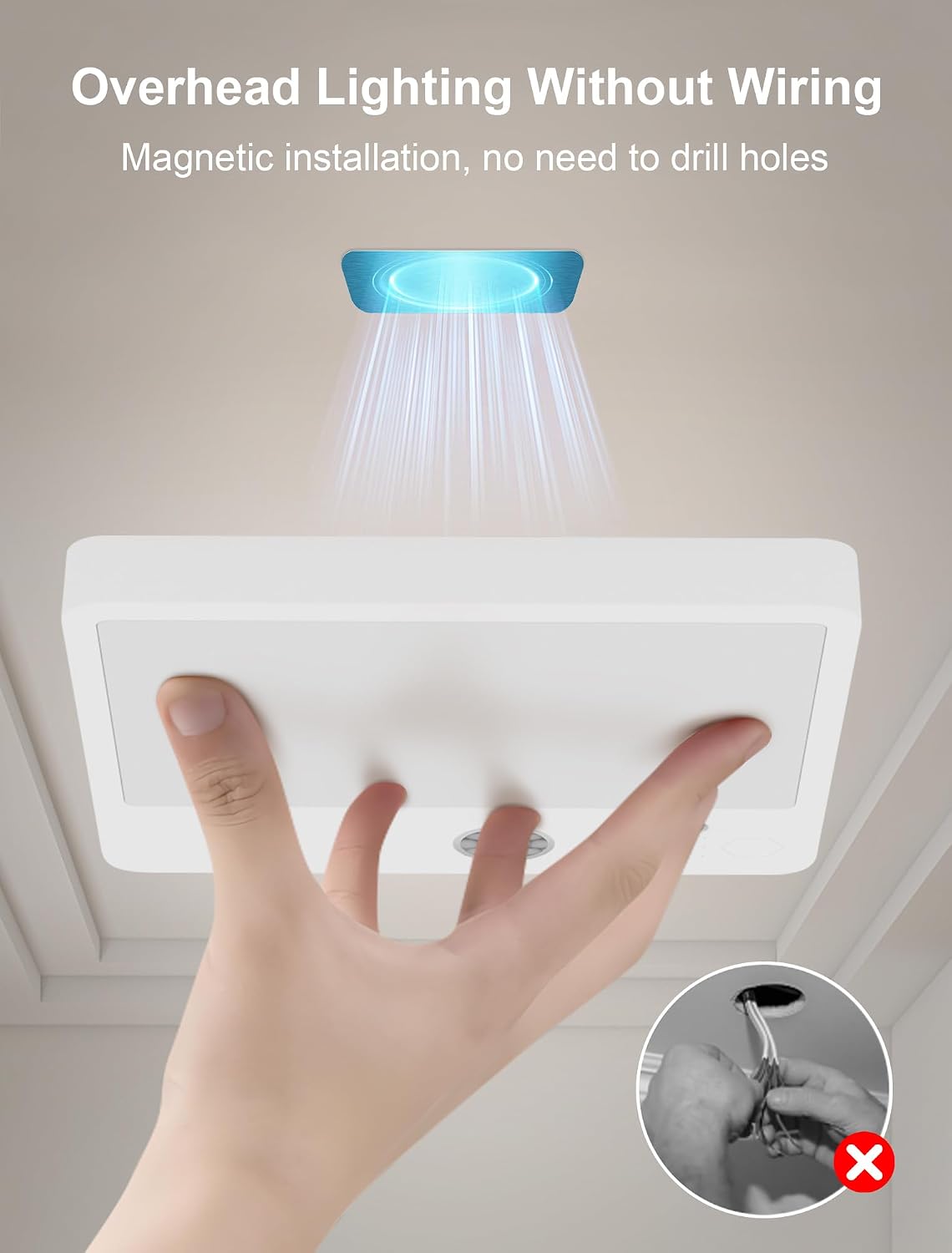 Detalle de Tnight Motion Sensor Ceiling Light, 6.4-Inch Rechargeable LED with Remote
