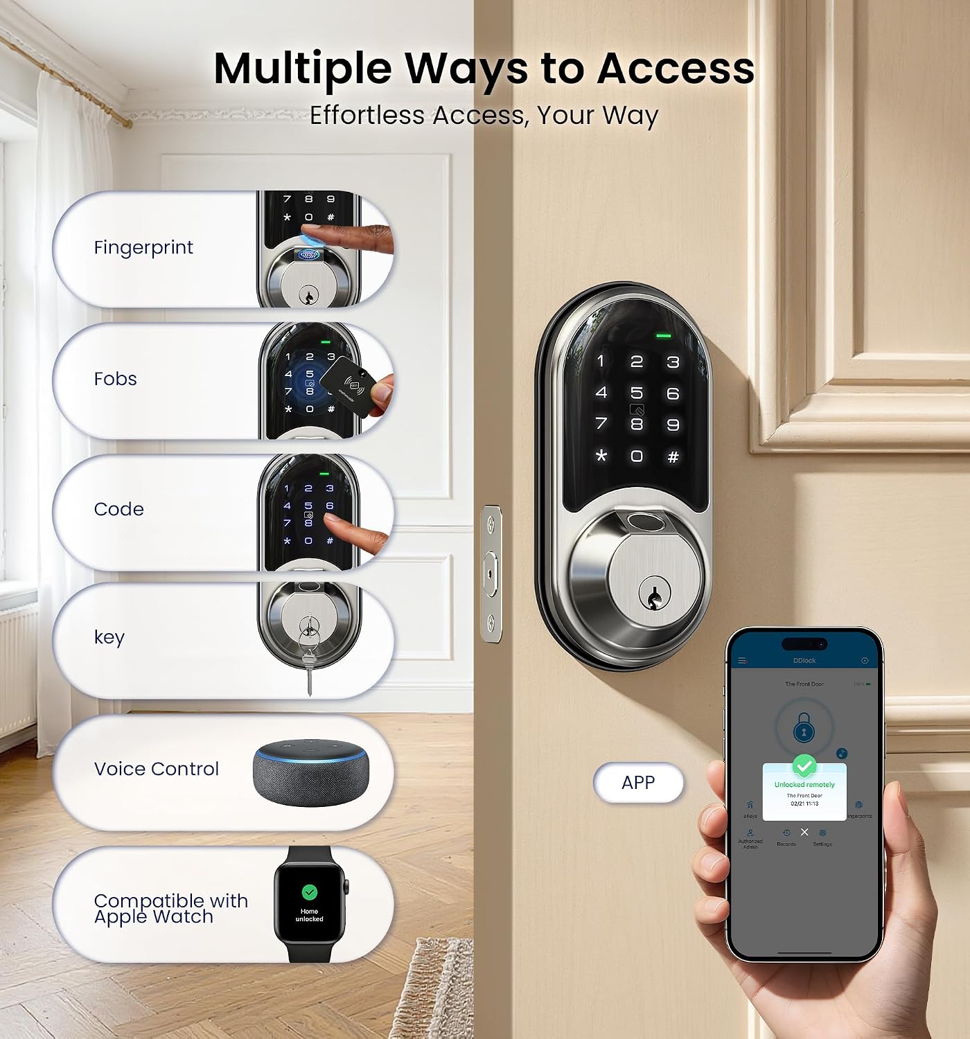 Detalle 2 de Veise Fingerprint Smart Deadbolt, Satin Nickel