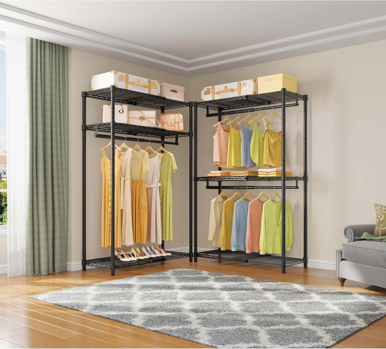 Thumbnail 5 de VIPEK X1 Adjustable Clothes Rack, 3 Shelves and 2 Extendable Rails, Black