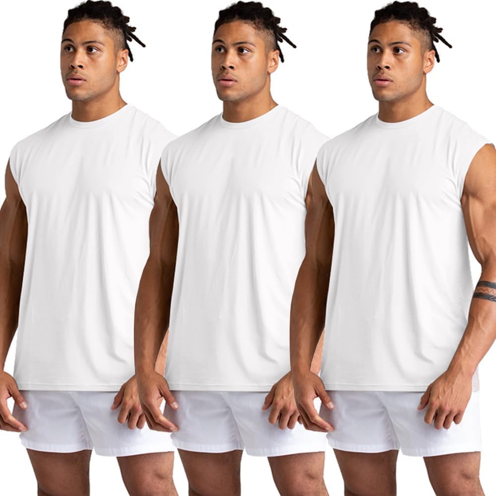Detalle de Holure Men’s Cotton Gym Tank Tops (1/3/5 Pack) – Sleeveless Training Shirts