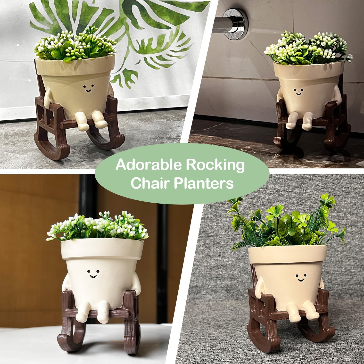 Detalle 2 de Smiley Face Planter Pot with Drainage Hole