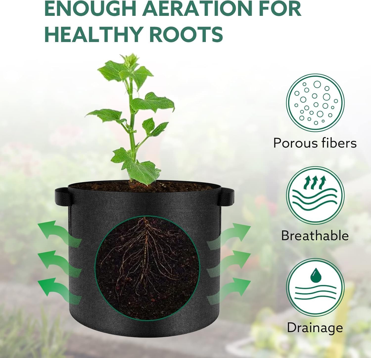 Thumbnail 4 de Joyzakzak Pflanzsäcke-Set (5 Stück) aus Vliesstoff für Tomaten & Kübelpflanzen – Volumen 20/12/15/30/40/60 l