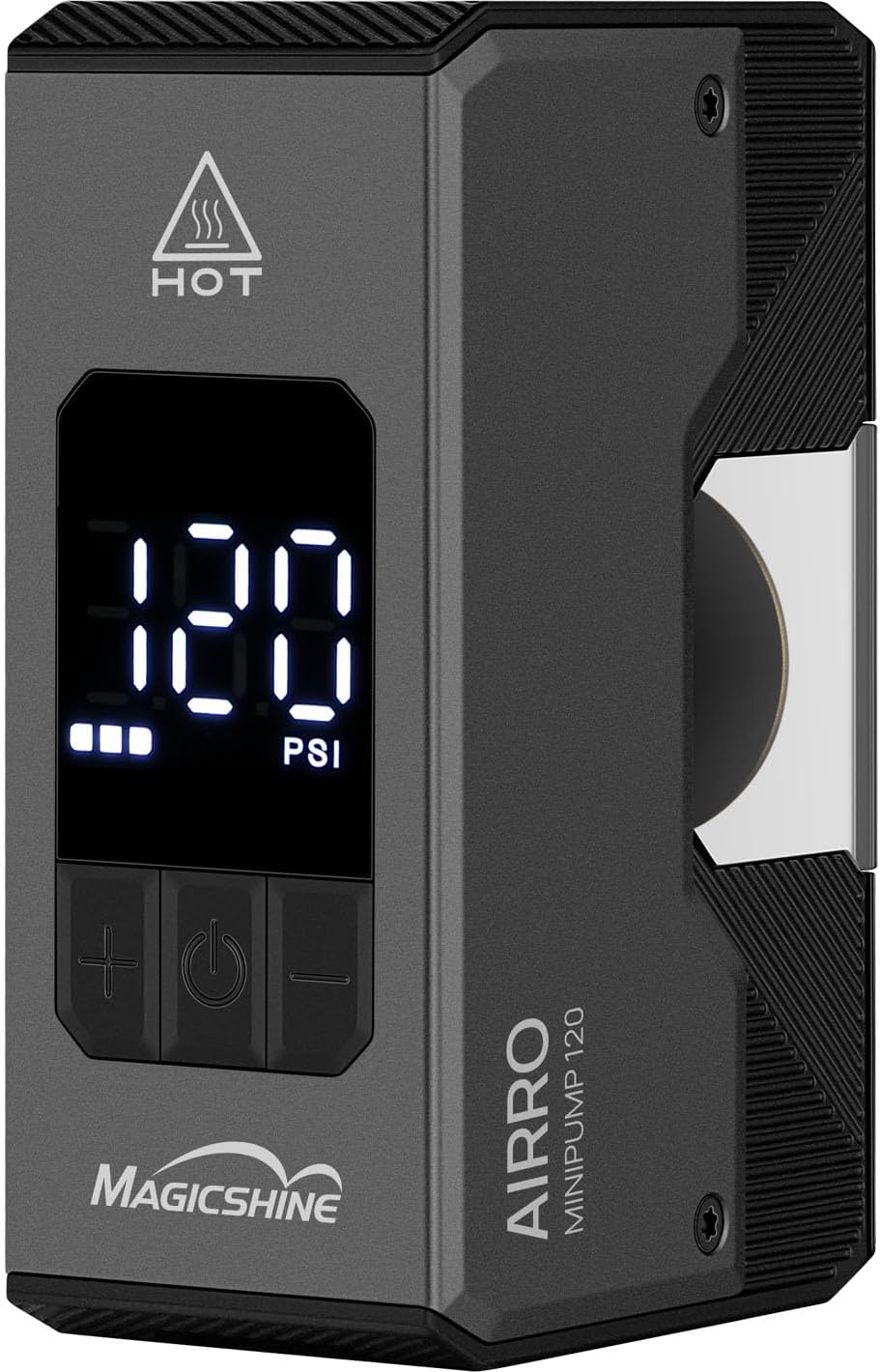 Detalle de Minipompa elettrica Magicshine Airro con manometro digitale integrato – 8 bar/120 psi
