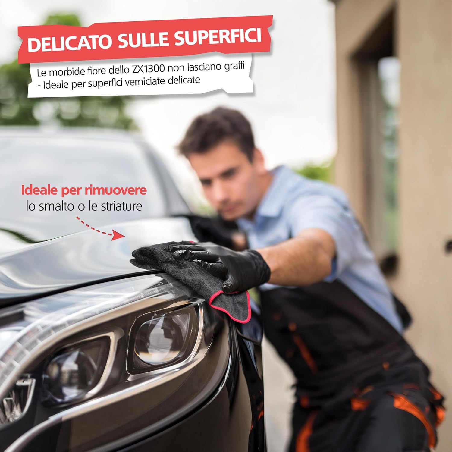 Thumbnail 1 de SPRINGER ZX1300 – Set 4 panni microfibra auto 40x40 cm, 380 GSM, delicati, assorbenti e senza pelucchi