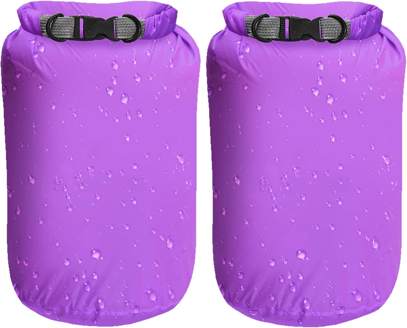Detalle de Desoto 2-Pack Waterproof Dry Bags (10L) in Purple – Lightweight, Roll-Top Dry Sacks for Hiking, Fishing & Water Sports