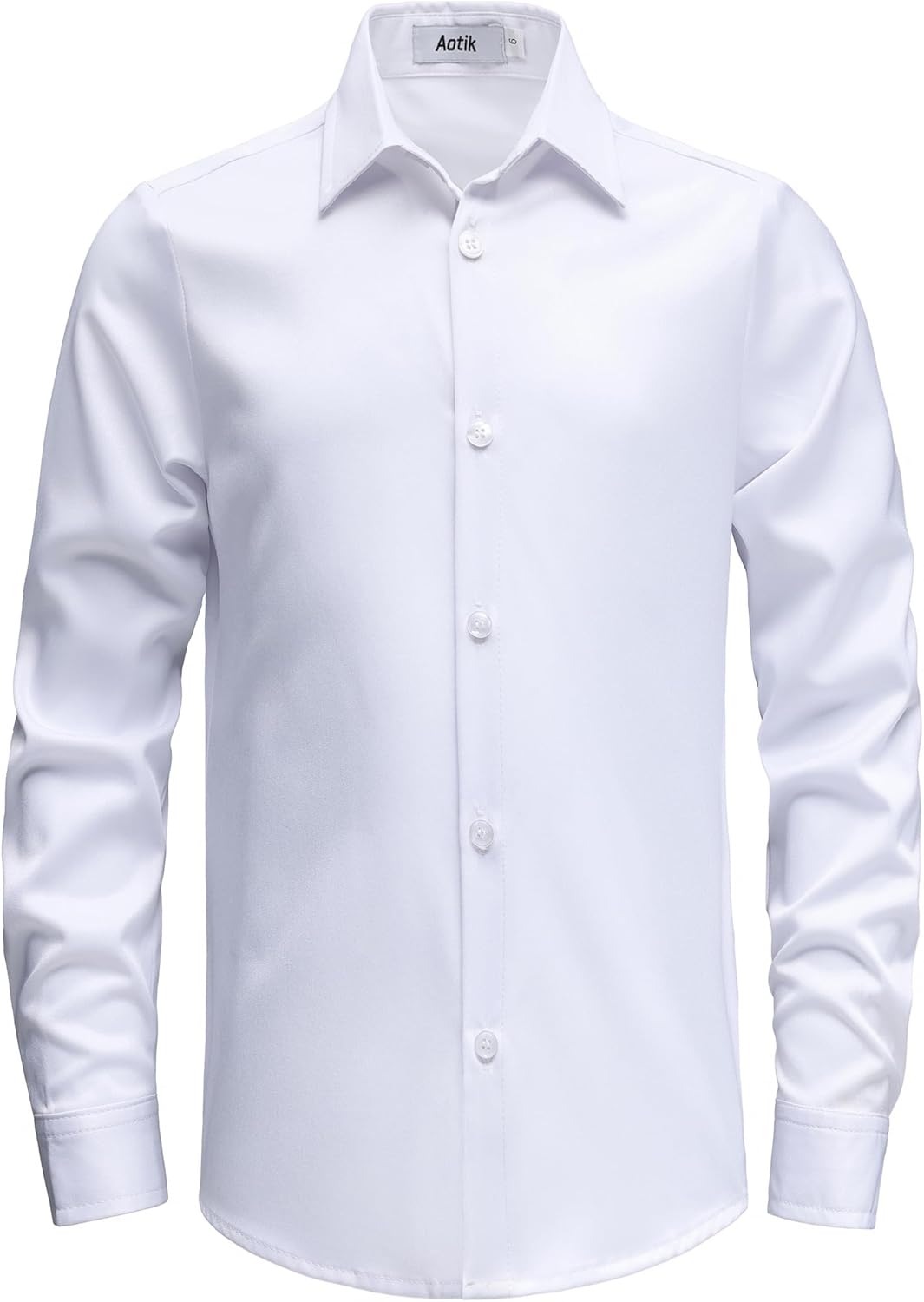 Detalle de AOTIK Boys Stretch Wrinkle Free Dress Shirt with Button-Down, Long Sleeve