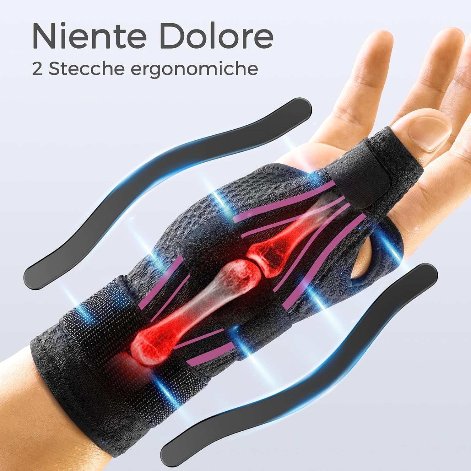 Detalle de FREETOO tutore per pollice sinistro e destro ergonomico (S/M rosa/nero) per tendinite, rizoartrosi e sindrome di De Quervain